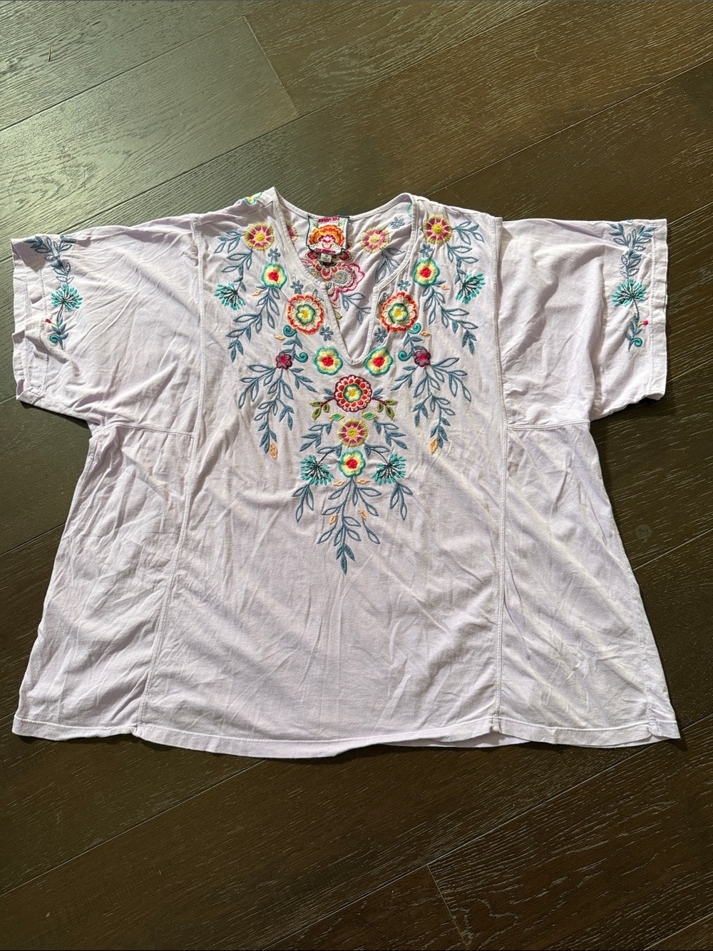 Johnny Was Lavender Embroidered Floral V-Neck Top 2X - Picture 2 of 16